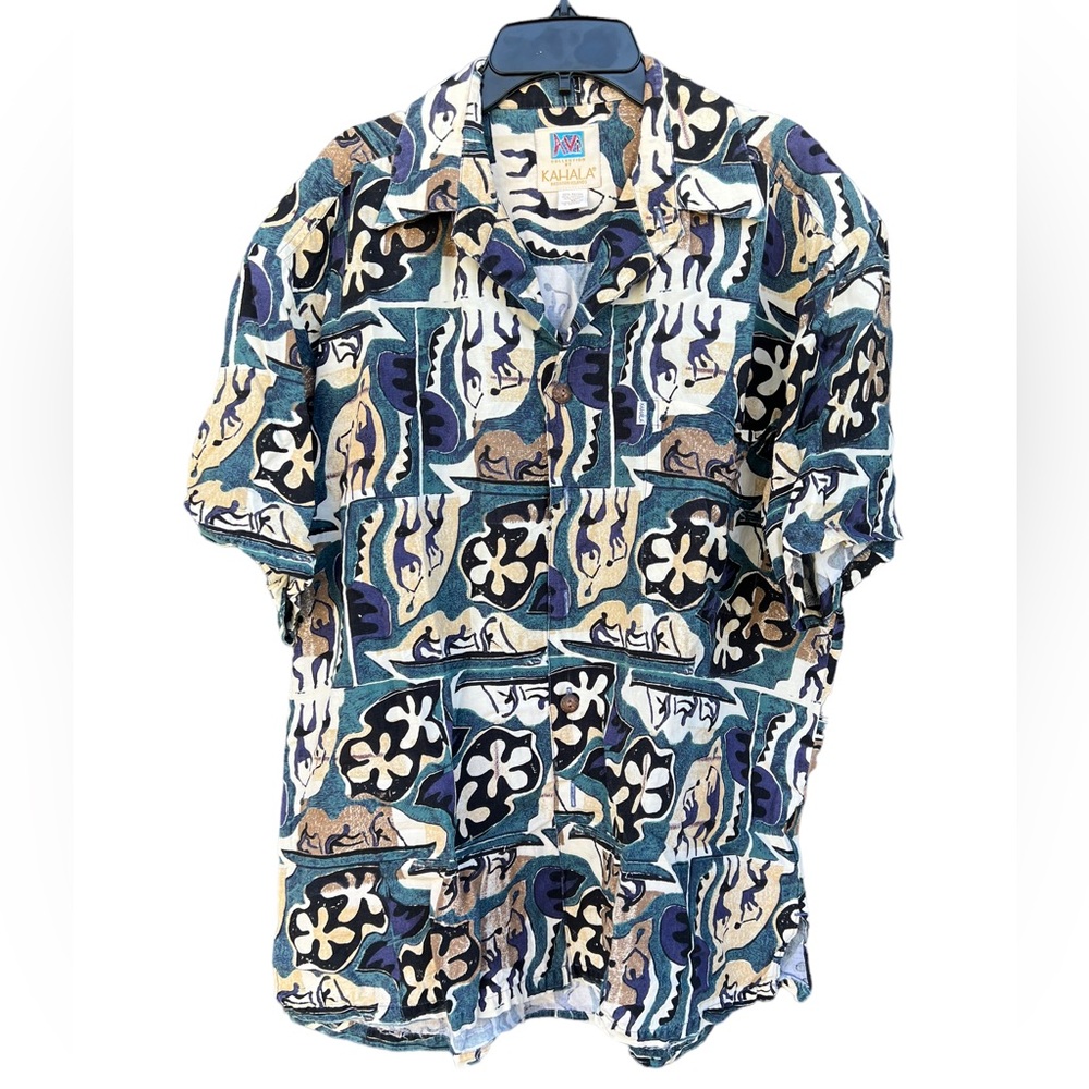 KAHALA Avi Collection Short Sleeve Button Down Shirt Size Med.
